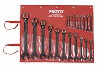 PROTO Combination Wrench Set: Alloy Steel, Black Chrome, 20 Tools, Offset, Reversing, Tool Roll (MPN JSCV-20S). Key specifications — attr309581: Black Chrome; attr309580: Alloy Steel; attr309571: Yes; attr309583: No; attr309587: Yes; attr324931: PROTO; attr309569: 7/32 in to 1-1/2 in; attr309572: Tool Roll.