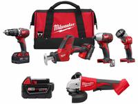 MILWAUKEE Cordless Combination Kit: 5 Tools, 18 V DC Volt, Battery Included (MPN 2695-24, 48-11-1850, 2686-20)