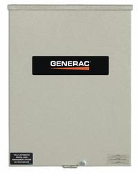 GENERAC Automatic Transfer Switch: Single Phase, 100 A Current Rating, 120/240V AC, Steel, 3R, RXS (MPN RXSC100A3). Key specifications — Enclosure Material: Steel; Lockable: No; Rated Voltage: 120/240V AC; Brand: GENERAC; Compatible with Series: RXS; Service Rated Transfer Switch: No.