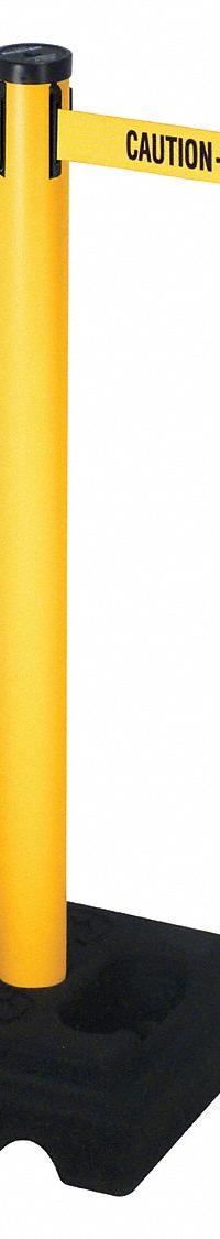 RETRACTA-BELT Barrier Post with Belt: Yellow, No Pattern, Caution Do Not Enter, 10 ft Belt Lg (MPN 302PYW-CAU). Key specifications — attr981468: Rubber; attr981465: Yellow; attr981461: RETRACTA-BELT; attr981440: Vinyl; attr981443: Yellow; attr981449: Caution Do Not Enter; attr981448: Black.