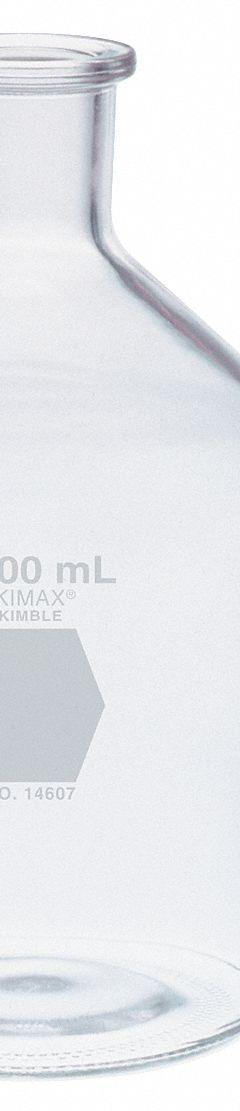 KIMBLE Reservoir Bottle: 500 mL, 495 mm, Colorless, Narrow Mouth Size, 1 Numbers of Bottles Included (MPN 14607-20000). Key specifications — Mouth Size: Narrow; Brand: KIMBLE; Body Color: Colorless.