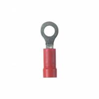 PANDUIT StrongHold(TM) EV18-10RB-Q Ring Terminal: Red, Vinyl Insulation, #10 Stud Size, 600 V. Key specifications — attr1308027: PANDUIT; attr1356513: EV18; attr1356587: Funnel Entry.