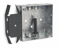 RACO Electrical Box: Steel, Steel - 4" x 4" Square Box Material & Nominal Size, Square, 2 Gangs, MS (MPN 228). Key specifications — Brand: RACO; Bracket Style: Stud Clamp; Clamp Style: NMSC.