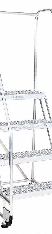 COTTERMAN Rolling Ladder: 3.3 ft Platform Ht, Assembled, Aluminum, 350 lb Load Capacity - Max (MPN 4TA26A3E20B8C50P6). Key specifications — Color: Gray; Brand: COTTERMAN; Handrail Configuration: Double Handrails; Rear Chain: None.