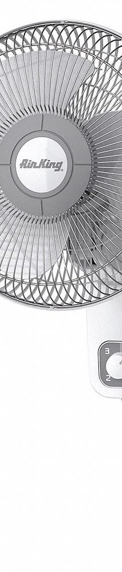 AIR KING Mounted Fan: 12 in Blade Dia, Oscillating, 3 Speeds, 1/50 hp Motor Horsepower (MPN 9012). Key specifications — Oscillation: Oscillating; Number of Speeds: 3; Product Type: Circulating Fan; Voltage: 120V AC; Brand: AIR KING; Application: Home and Office.