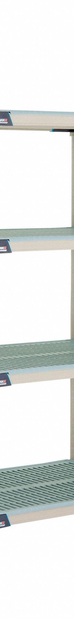METRO Plastic Industrial Shelving: 24 in x 36 in, 62 in Overall Ht, 4 Shelves, Antimicrobial (MPN AX536GX3). Key specifications — Resistance Properties: Antimicrobial; Frame Material: 304 Stainless Steel; Shelving Material: 304 Stainless Steel; Brand: METRO.