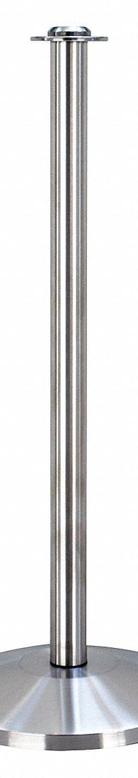 Contemporary Top Post: Contemporary, 39 in Post Ht, Stainless Steel, Flat, 36 in to 40 in (MPN QWAY314-3S). Key specifications — Brand: QUEUEWAY; Base Shape: Dome; Base Material: Stainless Steel; Post Material: Stainless Steel; Post Finish: Satin.
