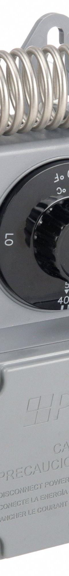 PECO Line Volt Mechanical Tstat: Heat or Cool, Plastic, 40° to 110°F, 3°F, Hydraulic Air Coil (MPN TF115-001). Key specifications — attr400419: 120 to 277V AC; attr400424: SPDT, Open/Close on Rise; attr400415: 40° to 110°F; attr400417: 3°F; attr400418: Hydraulic Air Coil; attr400408: Heat or Cool; attr408361: PECO; attr400410: Plastic.