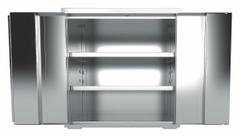 JAMCO Storage Cabinet: 36 in x 24 in x 37 in, Paddle Handle & Keyed, 18 ga Panel Thick, Shelves (MPN KE236). Key specifications — Cabinet Color: Gray; Method of Construction: Welded; Assembled: Assembled; Mobility: Stationary; Adjustable Shelves: Adjustable; Cabinet Finish: Polished; Cabinet Material: Stainless Steel; Brand: JAMCO.