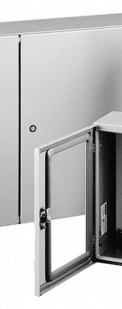 HOFFMAN Enclosure: Steel, 48 in x 36 in x 16 in, NEMA 12/13/4, Solid Cover, Hinged, Powder Coated (MPN CSD483616). Key specifications — Closure Method: 1/4-Turn Latch; Brand: HOFFMAN; Knockouts: Not Included.