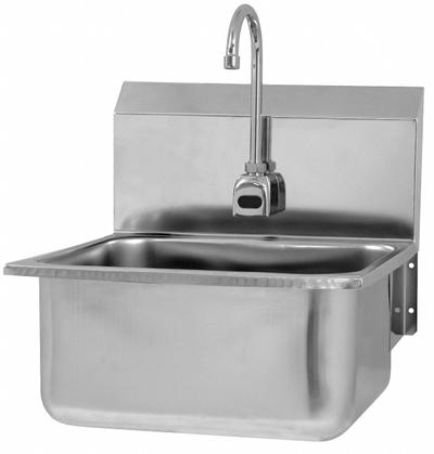 SANI-LAV Hand Sink: 1 Stations, 10 in Bowl Dp, 19 in Bowl Lg, 16 in Bowl Wd, Faucet Included - One-Station Wall-Mounted Hand Sinks with Faucets