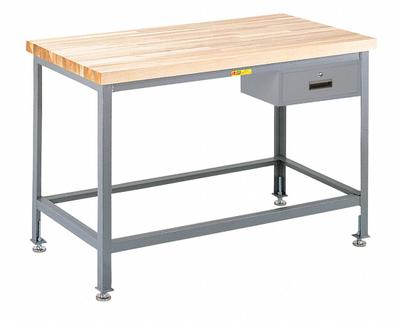 LITTLE GIANT Workbench: Adj Ht, Butcher Block, 48 in x 24 in - Butcher-Block-Top Worktables