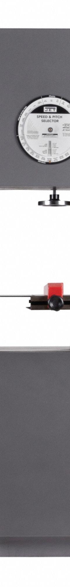 JET Band Saw: 20 in Throat Dp - Vertical, 70 to 1700 SFPM, 15° Left/45° Right, 15 A, 1 Phase, 230V (MPN JT1-1377). Key specifications — attr325086: JET; attr313109: 15° Left; attr313108: 70 to 1700 SFPM; attr313111: 1; attr313110: 15 A.
