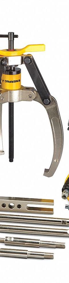 ENERPAC Hydraulic Puller Set: 7 ton Capacity with Attachments, 14 ton Cylinder Nominal Capacity (MPN LGHMS314A). Key specifications — attr98874: ENERPAC; attr96739: Replacement Point Protector; attr1177737: Air Pump.