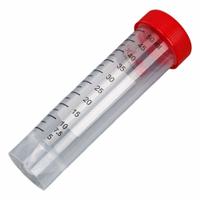 GLOBE SCIENTIFIC Centrifuge Tube: Centrifuge Tube, Polypropylene, 50 mL Capacity - mL, Conical, HDPE (MPN 6299). Key specifications — Brand: GLOBE SCIENTIFIC; Graduated: Yes; Closure Color: Red; Includes: Attached Red Flat Top Screw Cap; Includes Closure: Yes; Body Color: Colorless; Bottom Shape: Conical; Body Material: Polypropylene.