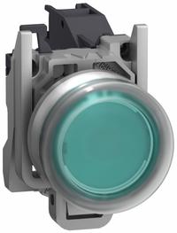 SCHNEIDER ELECTRIC Flush Push Button Operator: 22 mm, Metallic, Flush Profile, 1NO (MPN XB4BP31GEX). Key specifications — Manufacturer Part Number: XB4BP31GEX; Product Type: Push Button Operators; Series: XB4; Brand: SCHNEIDER; AC Contact Rating: 1.5 A @ 480 V; Action: Momentary; DC Contact Rating: 0.1 A @ 600 V; Operator Illumination: Non-Illuminated.