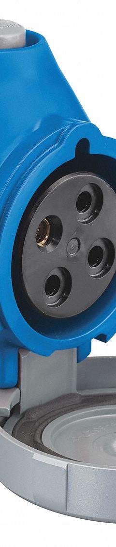 HUBBELL Pin and Sleeve Receptacle: Blue, 250V AC, Three Phase, 60 A_63 A, 3 Pole, 4 Wire (MPN HBLS460R9W). Key specifications — Brand: HUBBELL.