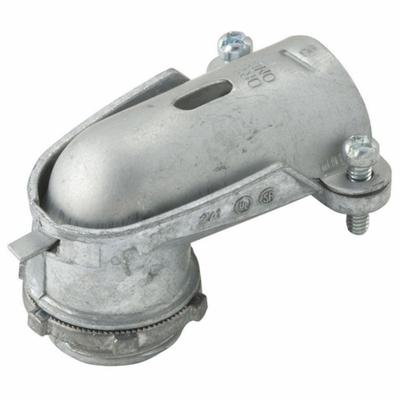 RACO Connector - Clamp Style, 90 Degrees: Zinc, 3/4 in Trade Size, 3/4 in MNPT - 90° Connectors - Clamp Style