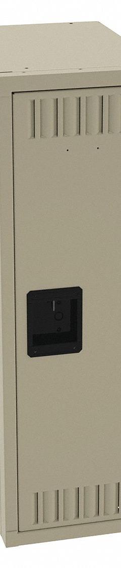 TENNSCO Wardrobe Locker: 12 in x 18 in x 36 in, Louvered, 1 Tiers, 1 Units Wide, Padlock Hasp, Tan (MPN STS-121836-ASD). Key specifications — Brand: TENNSCO; Locker Color: Tan; Door Type: Louvered; Locker Material: Steel; Assembled: Assembled; Number Plate Included: Yes.