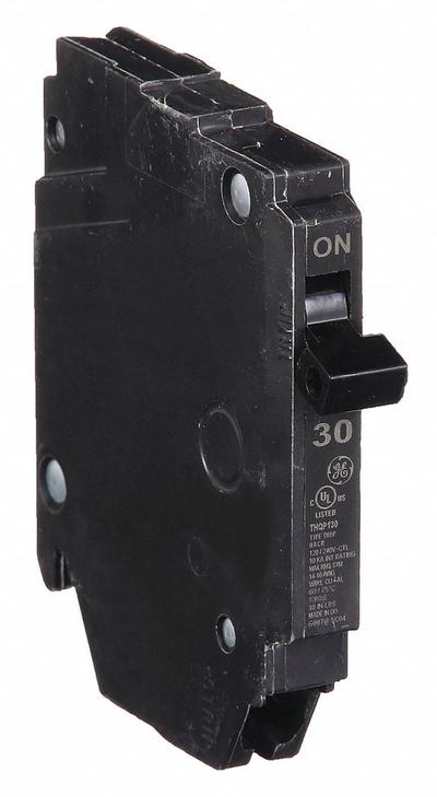 GE Miniature Circuit Breaker: THQP, 30 A, 120/240V AC, Single Phase, 10kA at 120/240V AC - THQP, THQL & THHQL Series, Plug-In GE Miniature Circuit Breakers