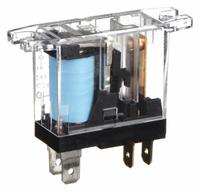 OMRON Flange Mount Relay: Surface (Top Flange) Mounted, 10 A Current Rating, 24V DC, SPST-NO (MPN G2R-1A-T-DC24). Key specifications — Brand: OMRON; Base Type: Square; Mounting Style: Top Flange; Electrical Connection: Quick-Connect; Manufacturer Part Number: G2R-1A-T-DC24; Operating Current: 5 A at 30V DC (Inductive Load); Series: G2R Power Series.