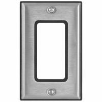LEVITON Wall Plate: Decorator-Rocker, 1 Gang, Silver, Std Size (MPN 84401-G40). Key specifications — Brand: LEVITON; Material: Stainless Steel.