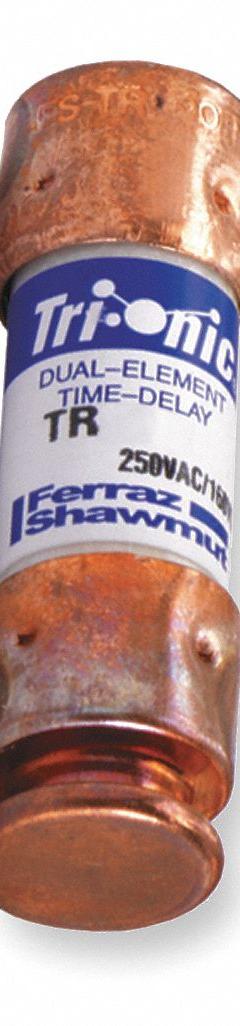 MERSEN Fuse: Class RK5, TR-R Series, Time-Delay, 2.5 A, 250 V AC, 250 V DC, Non-Indicating (MPN TR2-1/2R). Key specifications — Series: TR-R.