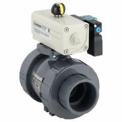HAYWARD FLOW CONTROL Pneumatically Actuated Two-Way Ball Valve: 2 in, PVC, Double-Acting (MPN PSDTBH120STEA8). Key specifications — Brand: HAYWARD FLOW CONTROL; Pilot Solenoid Voltage: Not Included.