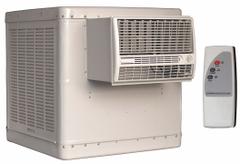 ESSICK AIR Window Evaporative Cooler: 700 sq ft – 1,400 sq ft, 13.5 gal Water Capacity, 5-15P (MPN RN46W). Key specifications — Number of Speeds: 2; Brand: ESSICK AIR.
