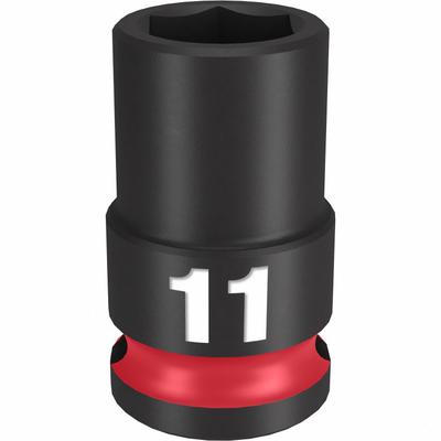 MILWAUKEE Standard Impact Socket: 3/8 in Drive Size, Metric, 11 mm Socket Size, 6-Point - 3/8" Drive Impact Sockets