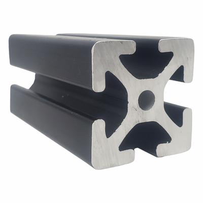 FAZTEK T-Slot Framing Extrusion: 15 Series, 12 ft Lg, 1 1/2 in x 1 1/2 in, Black - Square Grooved Inch Profiles
