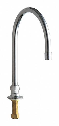 CHICAGO FAUCETS Spout: Spout, Gooseneck, Swivel Spout, Brass, Polished Chrome, 2.2 gpm Flow Rate (MPN 626-GN8AE3ABCP). Key specifications — Includes: Mounting Hardware; Product Type: Spout; Spout Style: Swivel; Body Material: Brass; Color/Finish: Polished Chrome; Brand: CHICAGO FAUCETS.