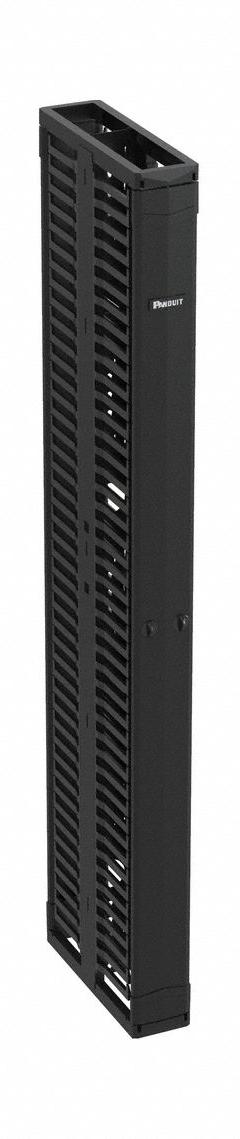 PANDUIT Vertical Dual-Sided Manager: Vertical, 45 U, Dual Side Sides, 83 7/8 in Overall Ht, Steel (MPN PR2VD06). Key specifications — Color: Black; Includes: (2) Doors; Orientation: Vertical; Brand: PANDUIT; Material: Steel; Number of Sides: Dual Side; Product Type: Dual-Sided Manager.