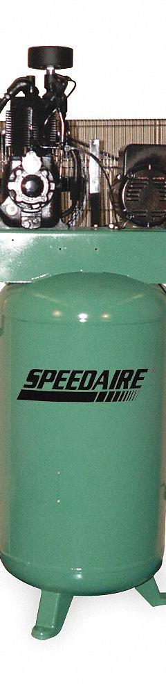 SPEEDAIRE Electric Air Compressor: 7.5 hp, 2 Stage, Vertical, 80 gal, 16.2 cfm, 175 psi, 230V AC (MPN 793HX3). Key specifications — attr48430: SPEEDAIRE; attr48445: 60 Hz; attr48450: 230V AC; attr48474: Single; attr48487: Vertical.