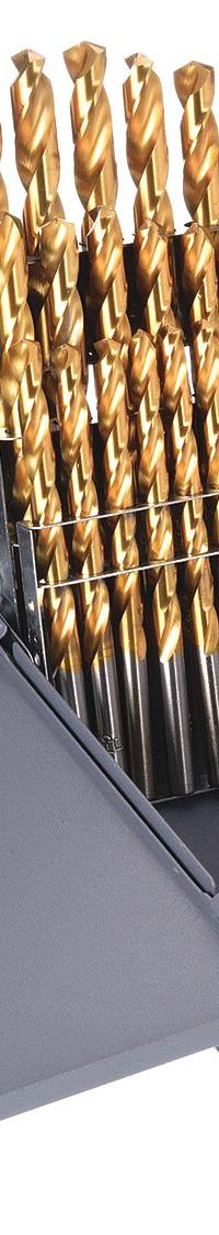 CHICAGO-LATROBE Jobber Length Drill Bit Set: 26 Pc, A to Z, 135° Split Point, TiN-Coated HSS (MPN 41801). Key specifications — attr1236168: Metal Index; attr1236199: NAS 907 Type B.