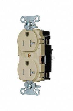 HUBBELL Receptacle: Duplex, 5-20, Ivory, 125V AC, 20 A, 2 Pole / 3 Wire (MPN 5362STITR)