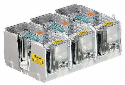 BUSSMANN Fuse Block: Open Block Design, 3 Pole, 600 V AC, Box Lug - Fuse Blocks for UL Class J Fuses