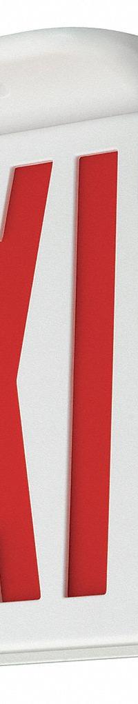 Exit Sign: Emergency Battery Backup, LED, White, Red, 1 or 2 Faces, Ceiling, Nickel Cadmium (MPN CERRC). Key specifications — Voltage: 120/277 V AC; Directional Indicators: Universal Field Selectable Chevrons; Text Color: Red; Brand: COMPASS; Emergency Battery Backup: Yes; Housing Color: White; Lighting Technology: LED; Remote Capable: Yes.