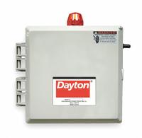 DAYTON Pump Control Panel: Simplex, 3, 208/240/480V AC, 13 to 18 A, Tether Float, Thermoplastic, 4X (MPN 2PZH4). Key specifications — Current: 13 to 18 A; Rated Voltage: 208/240/480V AC; Alert Output: Visual; Intrinsic Safety: Not Specified Intrinsically Safe; Includes Reversing: Non-Reversing; Dosing Schedule: Demand Dose; Brand: DAYTON.