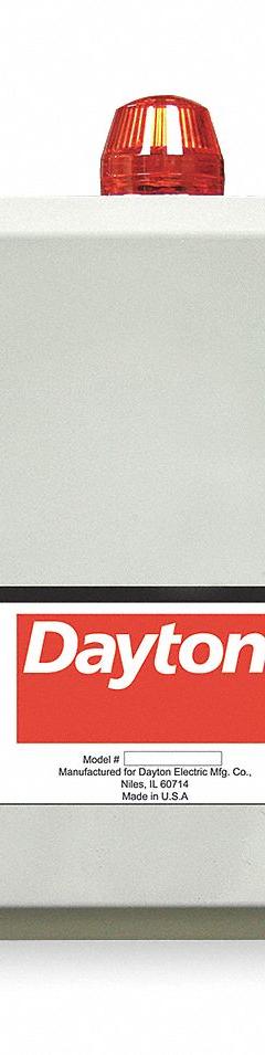 DAYTON Pump Control Panel: Simplex, 3, 208/240/480V AC, 13 to 18 A, Tether Float, Thermoplastic, 4X (MPN 2PZH4). Key specifications — Current: 13 to 18 A; Rated Voltage: 208/240/480V AC; Alert Output: Visual; Intrinsic Safety: Not Specified Intrinsically Safe; Includes Reversing: Non-Reversing; Dosing Schedule: Demand Dose; Brand: DAYTON.