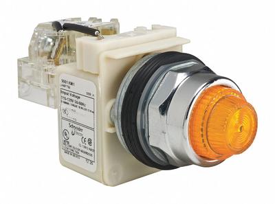 SCHNEIDER Pilot Light: 30 mm Panel Mounting Size, Amber, Incandescent - Incandescent Pilot-Lights