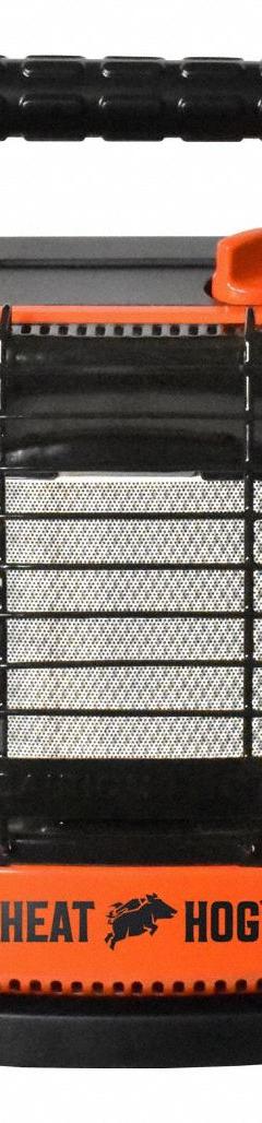 HEAT HOG Portable Gas Floor Heater: 9,000 BtuH Heating Capacity Output, 225 sq ft Heating Area (MPN HH-09SLN-A). Key specifications — Fuel Consumption: 0.42 lb/hr; Overall Dimensions - H x W x D: 14 in x 10.85 in x 9.25 in; Brand: HEAT HOG.