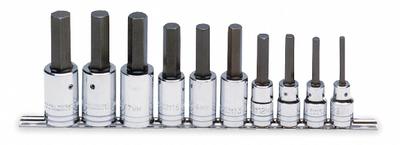 PROTO Socket Bit Set: 1 - 25 Pieces, 1/2 in Drive Size, 10 Pieces - Hex Bit Socket Sets