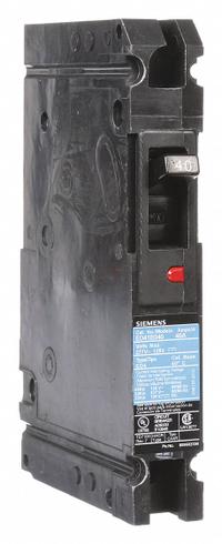 SIEMENS Molded Case Circuit Breaker: 40 A Amps, 22kA at 277V AC, Fixed, Load Side Lug, Any, ED4 (MPN ED41B040). Key specifications — Phase Connection: Any; Instantaneous Trip: Fixed; Terminal Connection: Load Side Lug; Series: ED4; Max. AIR Rating: 22kA at 277V AC.