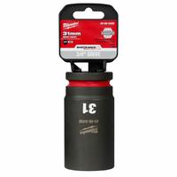 MILWAUKEE Deep Impact Socket: 3/4 in Drive Size, Metric, 31 mm Socket Size, 6-Point, Deep, Friction (MPN 49-66-6406). Key specifications — attr1215501: MILWAUKEE; attr1215515: Black Phosphate; attr1215518: 31 mm.