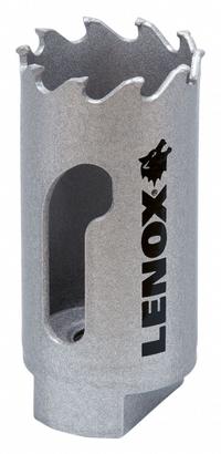 LENOX Hole Saw: 1 1/8 in Saw Dia., 3 Teeth per Inch, 1 7/8 in Max. Cutting Dp, 1/2"-20 Thread Size (MPN LXAH3118). Key specifications — attr1098070: 3; attr1098087: LENOX; attr1098073: 1/2"-20.