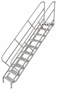 TRI-ARC Portable Stairs: 11.1 ft Overall Ht, Steel, 450 lb Load Capacity, Perforated, 10 Steps (MPN WISS110246). Key specifications — attr1050559: Gray; attr1050557: TRI-ARC.