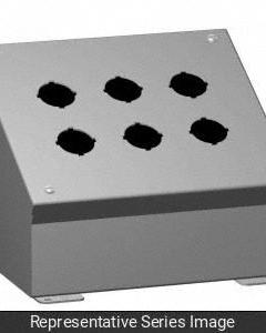 HAMMOND Push Button Consolet: 22mm, 10 Holes, Carbon Steel, NEMA 12/13 (MPN 1490MG10). Key specifications — Brand: HAMMOND; Environments & Applications: Oil-Tight and Dust-Tight.