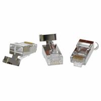 IDEAL Connector: Modular Plug RJ45, Solid, 5e/6/6A Cable Category, Pass-Through, 25pk Pack Size, 25 (MPN 85-368). Key specifications — Brand: IDEAL; Color: Clear; Compatible Cable Shape: Round; Compatible Wire Solid/Stranded: Solid; _Pack Size: 25pk.