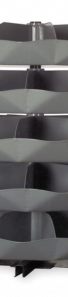 DURHAM MFG Revolving Storage Bin: 66 3/8 in x 58 in, 5 Levels, Scoop Bottom, 10 Bins per Level (MPN 1605-95). Key specifications — Includes: Hardware; Brand: DURHAM MFG.
